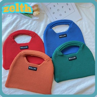 Zelth กระเป๋าถือ กระเป๋านักเรียน ผ้าถัก ขนาดเล็ก สีพื้น