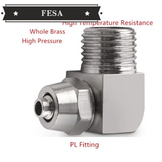 Fesa PL ข้อต่อเชื่อม ทองเหลือง 90 องศา 4 มม. 6 มม. 8 มม. 10 มม. 12 มม.-BSP 1/8 นิ้ว 1/4 นิ้ว 3/8 นิ้ว 1/2 นิ้ว OD