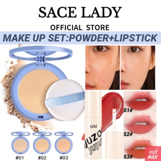 [COD] SACE LADY Compact Powder + XIXI Matte Lipstick Light And Soft Focus Long-last Oil Control Long-lasting Makeup Set [hotmax]