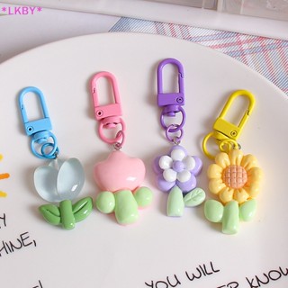 Luckybabys&gt; แฟชั่นสไตล์เกาหลี สีลูกกวาด ดอกทิวลิป จี้พวงกุญแจ กระเป๋า เครื่องประดับหูฟัง เคสตกแต่งรถ อุปกรณ์กุญแจ ใหม่