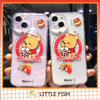 เคสโทรศัพท์มือถือ ซิลิโคนนิ่ม กันกระแทก ลายการ์ตูนหมีพูห์น่ารัก พร้อมแม่เหล็ก สําหรับ iPhone 14 Pro Max 13 12 11 Pro Max