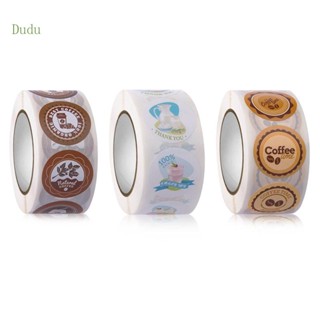 Dudu สติกเกอร์ฉลากธีมกาแฟ ทรงกลม 1 นิ้ว สําหรับติดตกแต่งขวดน้ํา บาร์ คาเฟ่ 500 ชิ้น