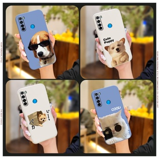 Anti-fall Solid color Phone Case For Redmi Note8/Note8 2021 Back Cover cute Skin feel silicone Cartoon Simplicity