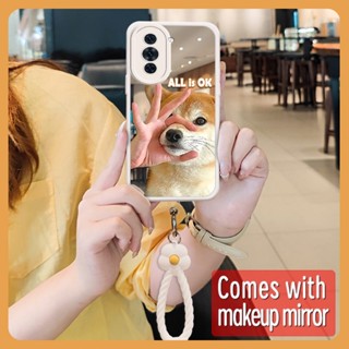 Hangings Makeup mirror Phone Case For Huawei Nova10 Pro Raised lens Mirror surface Full edging lovely Soft case tulip