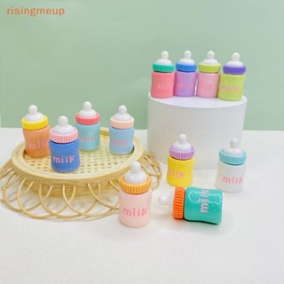 [risingmeup] พวงกุญแจ จี้ขวดนม 3D ขนาดเล็ก สีมาการอง สําหรับตกแต่งบ้านตุ๊กตา 2 ชิ้น