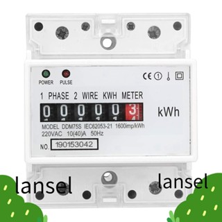 Lansel เครื่องวัดพลังงานไฟฟ้า 220V ABS 4P 4P 10-40A ทนทาน สีขาว สําหรับช่างไฟฟ้า