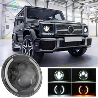 ไฟเลี้ยว LED DRL ทรงกลม 200W ขนาด 7 นิ้ว สําหรับ Jeep Wrangler JK TJ L [Hidduck.th]