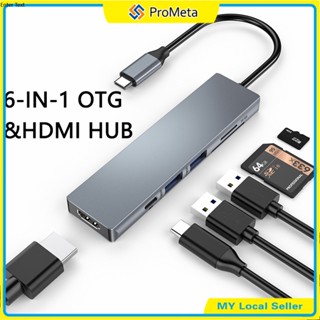 6 In 1 อะแดปเตอร์ฮับ USB Type-C Type C เป็น USB 3.0 HDMI TF SD Card Reader PD New USB Hub สําหรับแล็ปท็อป