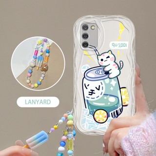 Ybd เคสโทรศัพท์มือถือ ลายขวดโซดา และลูกแมวน่ารัก พร้อมสายคล้องมือ สําหรับ Samsung Galaxy A02S M02S F02S A03S