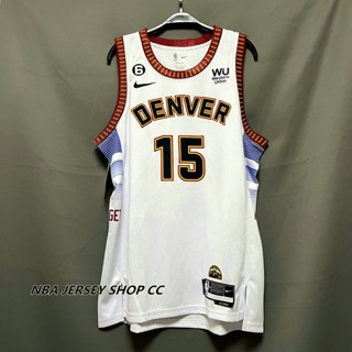 【คุณภาพสูง】นักเก็ต Nba Denver ของแท้ สําหรับผู้ชาย 2022-23 #15 เสื้อกีฬาแขนสั้น ลายทีม Nikola Jokic City Edition สีขาว