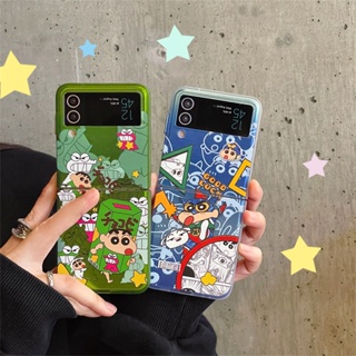 เคสโทรศัพท์มือถือ แบบหน้าจอพับได้ ลายการ์ตูนชินจัง แบบเรียบง่าย สําหรับ Samsung Galaxy Z Flip3 Flip4 5G