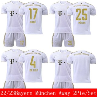 เสื้อกีฬาแขนสั้น ลายทีมฟุตบอล Bayern Munchen Away 22-23 ชุด 2 ชิ้น ต่อชุด