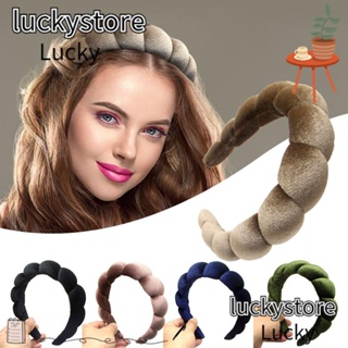 Lucky ที่คาดผมฟองน้ํา สีพื้น สําหรับล้างหน้า ผ้าขนหนู ผ้าคาดศีรษะ สปา