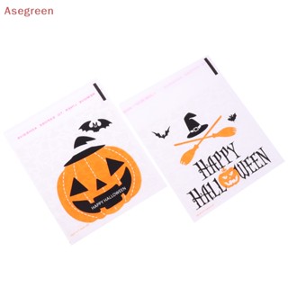 [Asegreen] ถุงพลาสติกใส่ขนมคุกกี้ บิสกิต ขนมขบเคี้ยว ลาย Happy Halloween สําหรับตกแต่งปาร์ตี้ฮาโลวีน 100 ชิ้น