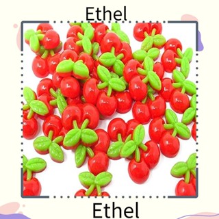 Ethel1 ลูกปัดเรซิ่น รูปเชอร์รี่ สีแดง น้ําหนักเบา ด้านหลังแบน หนา 21*19 มม. 0.83*0.75 นิ้ว สําหรับผู้หญิง