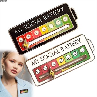 [ในสต็อก] 1 ชิ้น My Social แบตเตอรี่ Interactive Enamel Pin Funny Mood Tracker Badge เข็มกลัดสำหรับ 7 วัน Mood Expressing Pins สำหรับ Introverts ของขวัญ