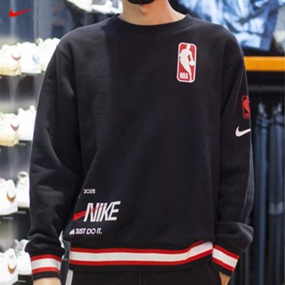 Nike × NBA ของแท้ 100% เสื้อสเวตเตอร์แขนยาว คอกลม แบบสวมหัว เหมาะกับเล่นบาสเก็ตบอล แฟชั่นฤดูหนาว สําหรับผู้ชาย