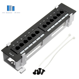 ชุดเครื่องมือเครือข่าย 12 พอร์ต CAT6 แผงแพทช์ RJ45 ชั้นวางเครือข่ายติดผนัง พร้อมตัวยึดติดผนังพื้นผิว