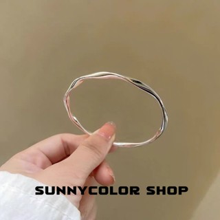 SUNNYCOLOR ในระยะเวลาจํากัด เครื่องประดับ กําไลข้อมือ ชุบเงิน รูปคลื่น 1 บาท ขายแบบจำกัดเวลา แฟชั่นสําหรับผู้หญิง A98N1H3