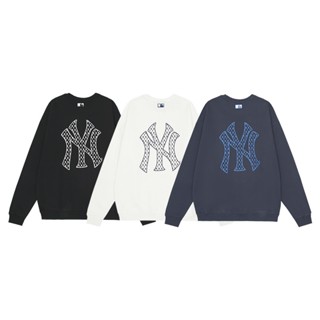 Ny&amp;mlb เสื้อกันหนาว คอกลม ผ้าฝ้าย มีฮู้ด ปักลาย Yankee สวยงาม อเนกประสงค์ สไตล์ unisex Fgjda
