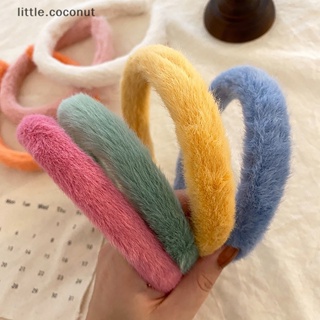 [little.coconut] ที่คาดผม ผ้ากํามะหยี่ขนนิ่ม ขนกระต่ายเทียม แบบหนา ให้ความอบอุ่น เครื่องประดับผม แฟชั่นบูติก สําหรับผู้หญิง