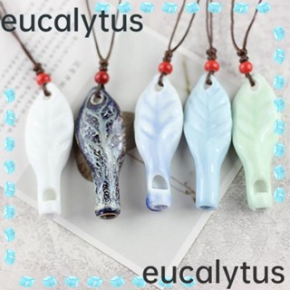 Eucalytus1 จี้นกหวีดเซรามิค รูปใบไม้ หลากสี แฮนด์เมด ปรับได้ สําหรับผู้หญิง 3 ชิ้น