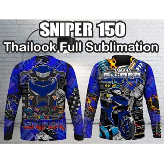 เสื้อแขนยาว ลาย thailand design, 085, sniper, blue cycling clothing yamaha