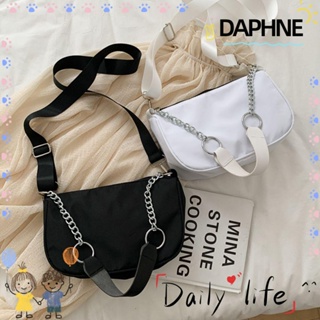 Daphne กระเป๋าสะพายไหล่ กระเป๋าถือ ผ้าไนล่อน ลําลอง สายโซ่โลหะ