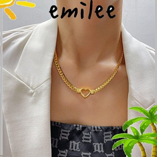 Emilee สร้อยคอโซ่ ชุบทอง รูปหัวใจ สไตล์ลําลอง ของขวัญสําหรับผู้หญิง