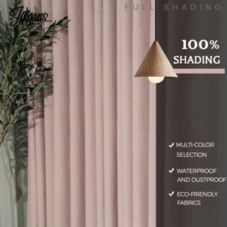 Fewin Langsir ผ้าม่านทึบแสง 100% มีกาวในตัว สีดํา ฟรีเข็มขัด และเวลโคร UV 50+ กันแดด