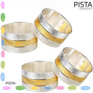 Pista แหวนผ้าเช็ดปาก โลหะผสมสังกะสี ทรงกลม 1.7 นิ้ว D×1 นิ้ว ใช้ซ้ําได้ ทําความสะอาดง่าย สีทอง สําหรับตกแต่งโต๊ะ 4 ชิ้น