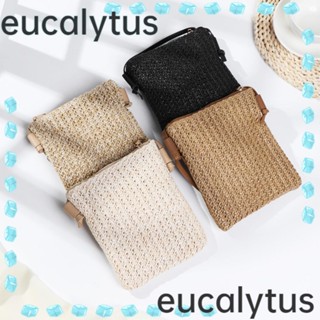 Eucalytus1 กระเป๋าสะพายไหล่ แบบสาน สีพื้น สไตล์เรโทร เหมาะกับฤดูร้อน สําหรับใส่โทรศัพท์มือถือ