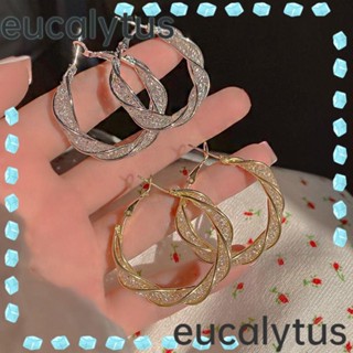 Eucalytus1 ต่างหูห่วงบิด สีทอง เครื่องประดับแฟชั่น