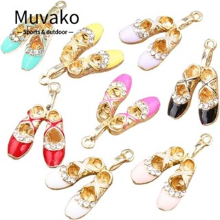 Muvako จี้รองเท้าบัลเล่ต์ ประดับคริสตัล พลอยเทียม หลากสี 25x16 มม. 30 ชิ้น