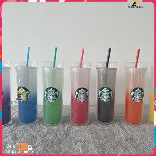 พร้อมส่ง Starbucks Cup Transparent Cup Straw 473ml/16oz Air Botol Water Bottle With Lid Plastic Mugs amazing_th