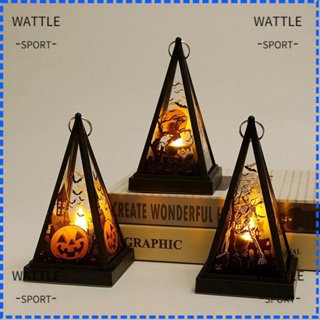 Wattle โคมไฟ LED รูปปราสาทฟักทอง ฮาโลวีน แบบพกพา แฟชั่น สําหรับตกแต่ง