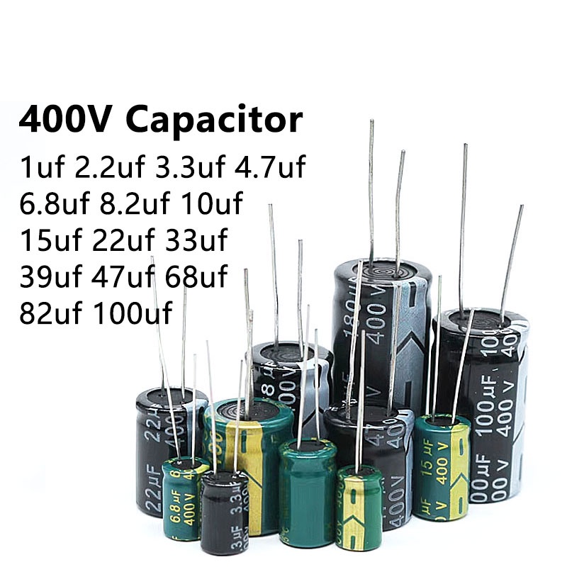 ตัวเก็บประจุอลูมิเนียมไฟฟ้า 400V DIP 1UF 2.2UF 3.3UF 4.7UF 6.8UF 8.2uF 10UF 15UF 22UF 33UF 47 68 82 100 120 150 uf 1-50 ชิ้น