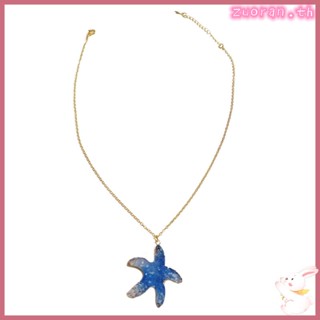 Zuo สร้อยคอโซ่ จี้เรซิ่น รูปปลาดาว สีฟ้า เครื่องประดับแฟชั่น สําหรับทุกโอกาส