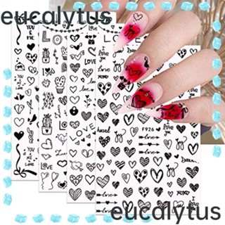 Eucalytus1 สติกเกอร์ติดเล็บ รูปหัวใจน่ารัก ตัวอักษร หัวใจ รัก ตกแต่งเล็บ