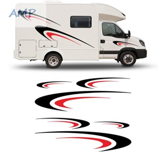 ⚡NEW 8⚡Black+Red Stripes Decal Vinyl Stickers For Camper RV Trailer Two Side Body Decor