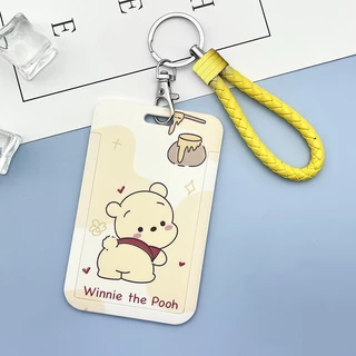 กระเป๋าใส่บัตรเครดิต บัตรประจําตัวประชาชน ลายการ์ตูนหมี สามตัว แบบนูน พร้อมสายคล้องสั้น สําหรับนักเรียน