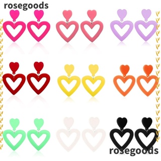 Rosegoods1 ต่างหู รูปหัวใจคู่ แฮนด์เมด หลากสี เครื่องประดับ สําหรับผู้หญิง