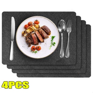 4pcs Felt Placemat Set For Dining Table Includes Felt Table Placemats Coasters Tablecover Housewarming Gifts, Black