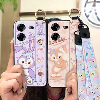 Cartoon Back Cover Phone Case For Tecno Pova5 4G Wrist Strap Lanyard protective Soft case Phone Holder Dirt-resistant