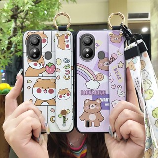 Anti-knock ring Phone Case For ZTE Blade L220 Silicone Cartoon Lanyard protective Phone Holder Shockproof Wrist Strap Soft case