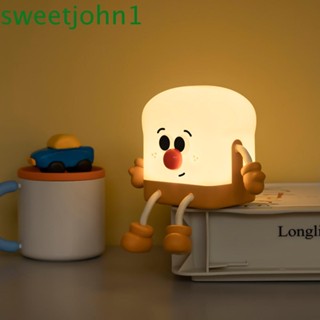 Sweetjohn โคมไฟตั้งโต๊ะ LED รูปขนมปังปิ้ง เซนเซอร์สัมผัส ชาร์จ USB น่ารัก