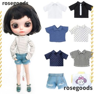 Rosegoods1 เสื้อยืดตุ๊กตา อุปกรณ์เสริม สําหรับตุ๊กตา 1/12Bjd