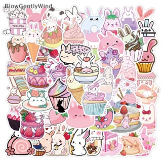 Blowgentlywind สติกเกอร์ PVC ลายกราฟฟิตี้กระต่ายน่ารัก สีชมพู สําหรับตกแต่งสมุดไดอารี่ โทรศัพท์ โน้ตบุ๊ก แล็ปท็อป 50 ชิ้น BGW