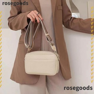 Rosegoods1 กระเป๋าสะพายไหล่ แฟชั่นหรูหรา สายกว้าง สีพื้น