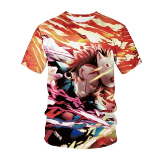 ใหม่ เสื้อยืดลําลอง แขนสั้น พิมพ์ลายอนิเมะ Demon Slayer Kimetsu No Yaiba Streetwear